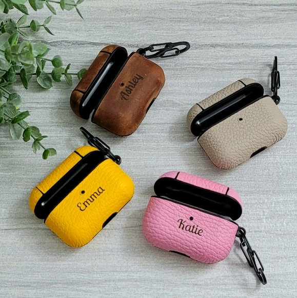 Apple Airpods Pro Leather Case Beige - Picture 4 of 5